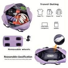 1 Large, Foldable Travel Storage Bag With Ample Capacity, Made Of Durable Nylon Material, Black, Multi-Functional And Portable, With Wheels, Suitable For Outdoor Travel, Meets The Requirements Of Overhead Luggage Compartments On Airplanes. - multicolor - View 3