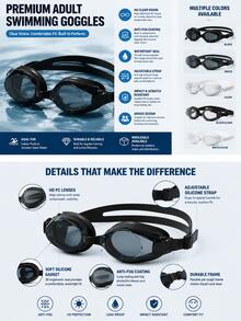 1 Set Of High-Definition Electroplated Anti-Fog Swimming Goggles And Silicone Swimming Caps With An Ultra-Wide Field Of View Design - Multicolor - View 3