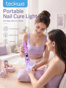 Teckwe 單排快乾不發黑 LED 光療 UV 固化燈，迷你手持式 UV 硬化燈，內置 180mAh 電池 - 彩色 - 查看 1