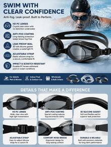 1 Set Of High-Definition Electroplated Anti-Fog Swimming Goggles And Silicone Swimming Caps With An Ultra-Wide Field Of View Design - Multicolor - View 2