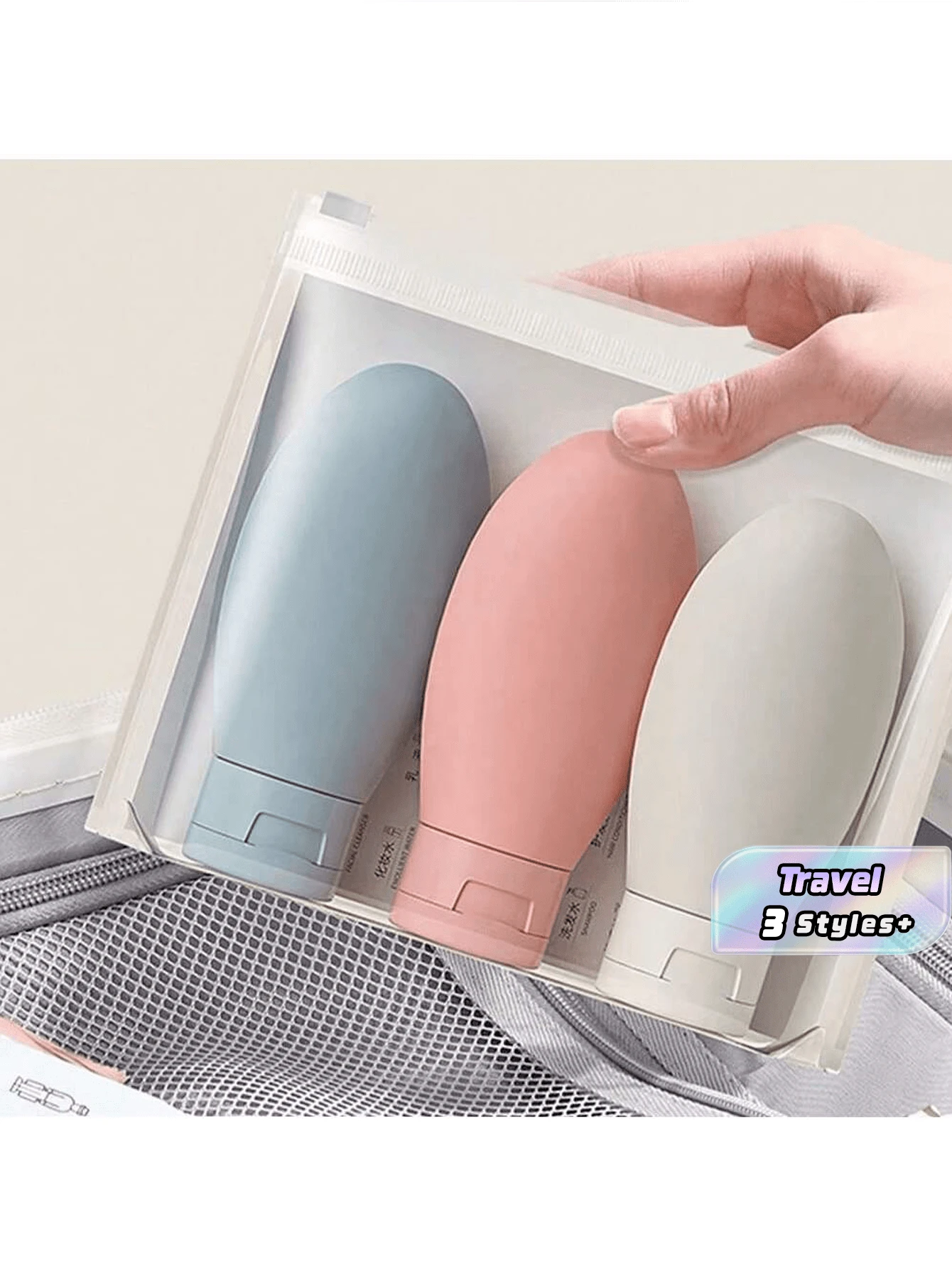 6 buah Botol Portabel Isi Ulang 60ml, Set Perlengkapan Perjalanan, Wadah Botol Terpisah untuk Perlengkapan Mandi, Set Dispenser Sabun (Dengan Stiker Label) - Beraneka warna - View 1