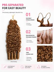Boho Braids S27 蜂蜜金色捲髮未氈化假髮 羽毛鉤編真人髮接髮 適用於 Miracle Knots 柔軟蓬鬆質感 輕盈自然外觀 易安裝可重複使用 16-24 英吋 - S27 - 查看 6