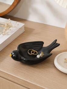 Haus Hana Ceramic Bird Jewelry Tray, Cute Trinket Dish & Desktop Storage Plate For Rings, Earrings, Necklaces, Keys, Coins, Vanity, Bedroom, Living Room, Shelf, Birthday, Holiday & Housewarming Gift - Multicolor - View 3