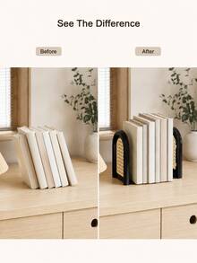 Haus Hana 2/4pcs Modern Arched Plastic Bookends, FoldableDesktop Book Holder With Hollow Panel Design, SimpleAesthetic Book Support Stand For Books, Magazines AndNotebooks, Practical Home Office Desk Organizer For StudyRoom And Shelf Decor - multicolor - View 7