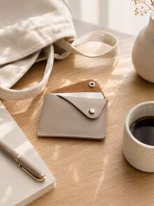 Haus Hana 1Pc Minimalist Envelope Card Holder, Snap Button Faux Leather Business Card Case, Slim Portable Credit Card Wallet, Lightweight Name Card Organizer For Office, Travel, Daily Use & Gift - multicolor - View 4