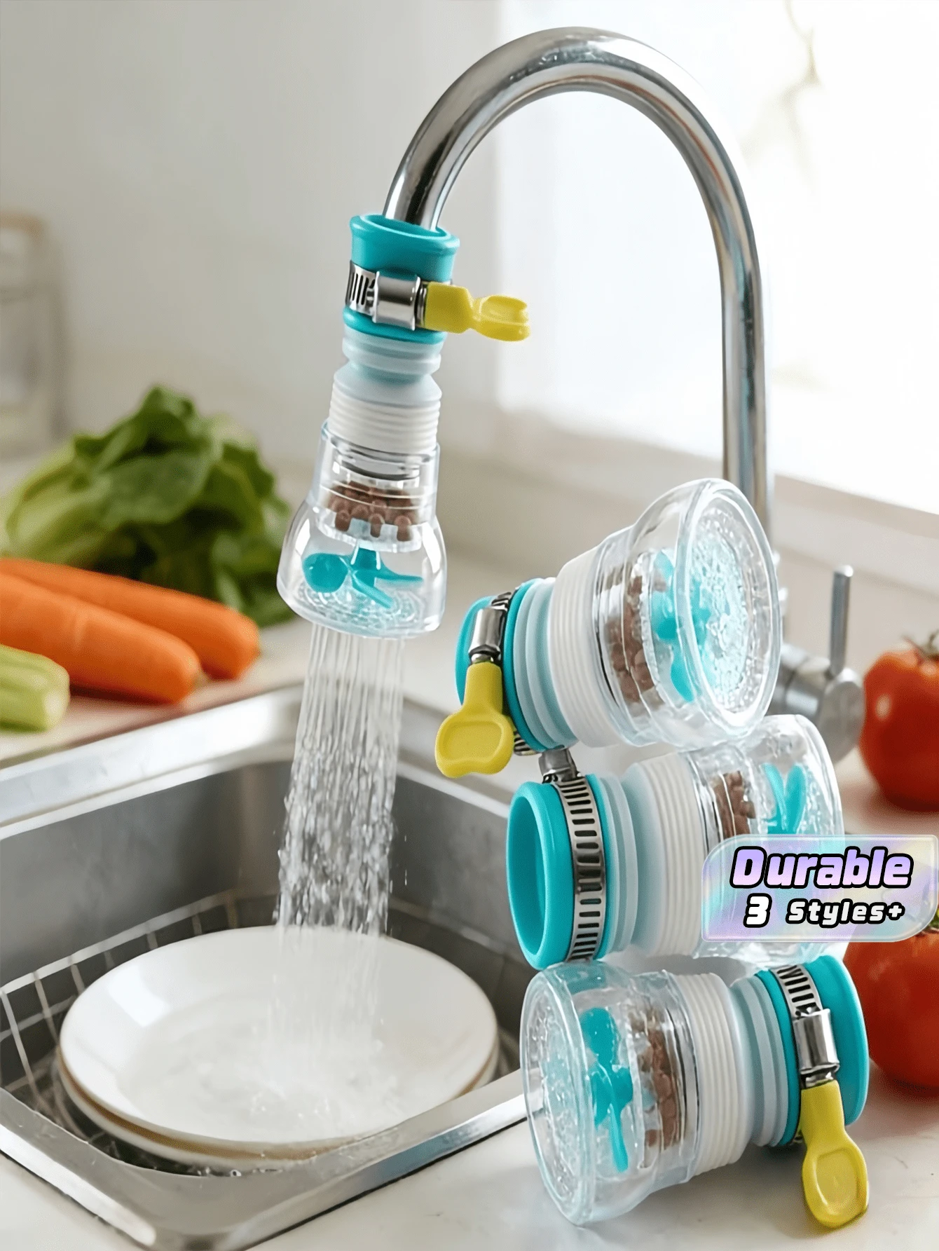 1 PC Adjustable Swivel Premium Pp Easy Install Anti Splash Filter Water Saving Soft Flow Faucet Adapter Kitchen Bathroom Sink Home Hotel Rental Daily Tap Decoration Accessory - Multicolor - View 1