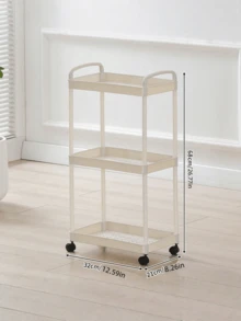 1PC Multi Tier Sturdy Easy Rolling Mobile Detachable Shelves Space Saving Versatile White Black Flat Design Storage Cart For Kitchen Bathroom Bedroom Office Garage - one size fits all - View 2