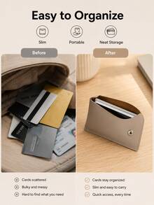 Haus Hana 1Pc Minimalist Envelope Card Holder, Snap Button Faux Leather Business Card Case, Slim Portable Credit Card Wallet, Lightweight Name Card Organizer For Office, Travel, Daily Use & Gift - multicolor - View 7