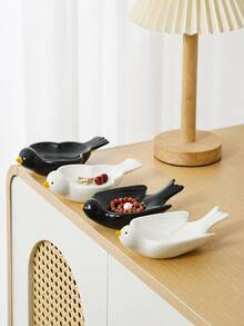 Haus Hana Ceramic Bird Jewelry Tray, Cute Trinket Dish & Desktop Storage Plate For Rings, Earrings, Necklaces, Keys, Coins, Vanity, Bedroom, Living Room, Shelf, Birthday, Holiday & Housewarming Gift - Multicolor - View 10