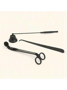 3件組黑色/玫瑰金不鏽鋼蠟燭工具套組，含蠟燭罩工具組、蠟燭燈芯修剪器、蠟燭燈芯浸蘸器、蠟燭燈芯熄滅器，適合蠟燭愛好者的蠟燭配件套組 - 黑色 - 查看 5