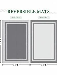 1PC LARGE REVERSIBLE PORTABLE WATERPROOF PLASTIC GRASS WOVEN NON SLIP DURABLE RUG WITH CARRY BAG AND 4 STAKES FOR RV PATIO DECK PORCH BALCONY CAMPING TRAVEL FAMILY PICNIC DECOR - Grey - View 5
