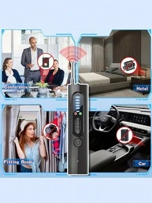 1PC Portable Camera Detector, Can Detect Hidden Cameras And GPS Trackers, Has 5-Level Sensitivity, Can Be Charged Through USB, And Is Suitable For Many Scenes Such As Cars, Indoor Houses, Hotels, Bathrooms, Travel, Offices, Etc. - Black - View 4