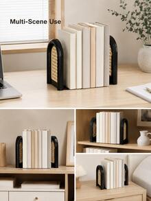 Haus Hana 2/4pcs Modern Arched Plastic Bookends, FoldableDesktop Book Holder With Hollow Panel Design, SimpleAesthetic Book Support Stand For Books, Magazines AndNotebooks, Practical Home Office Desk Organizer For StudyRoom And Shelf Decor - multicolor - View 9