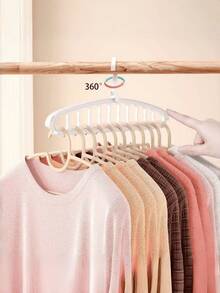 1/2pcs Enclosed Large Capacity Collapsible 11 Slot Anti Slip Lightweight Plastic Wall Hanging Closet Storage Holder Easy Install Compact Wardrobe Organizer For Bedroom Indoor Home Garment Storage Accessories - Multicolor - View 5
