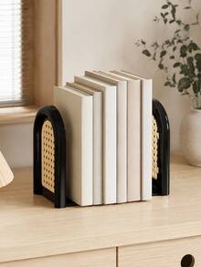 Haus Hana 2/4pcs Modern Arched Plastic Bookends, FoldableDesktop Book Holder With Hollow Panel Design, SimpleAesthetic Book Support Stand For Books, Magazines AndNotebooks, Practical Home Office Desk Organizer For StudyRoom And Shelf Decor - multicolor - View 2