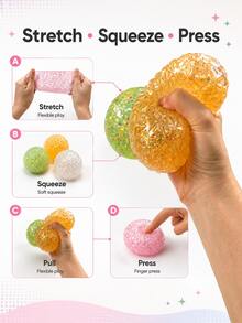 MINKOJA 1/2/4/6 PCS, Jumbo Diamond Squeeze Ball, TPR Glitter Sensory Fidget, Color Cognitive Learning Toy, Early Development Toy, Back To School Gifts, Classroom Rewards, Halloween Party Favors, Stocking Stuffers, Assorted Colors - random color - View 5