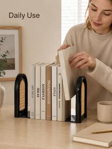 Haus Hana 2/4pcs Modern Arched Plastic Bookends, FoldableDesktop Book Holder With Hollow Panel Design, SimpleAesthetic Book Support Stand For Books, Magazines AndNotebooks, Practical Home Office Desk Organizer For StudyRoom And Shelf Decor - multicolor - View 10