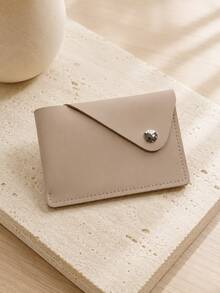 Haus Hana 1Pc Minimalist Envelope Card Holder, Snap Button Faux Leather Business Card Case, Slim Portable Credit Card Wallet, Lightweight Name Card Organizer For Office, Travel, Daily Use & Gift - multicolor - View 3