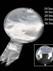 50入 10-36英吋透明Bobo氣球 透明泡泡氣球 婚禮生日派對裝飾 氦氣兼容 DIY可充氣亮片漂浮裝飾球 - 無色 - 查看 1