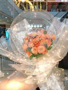 50入 10-36英吋透明Bobo氣球 透明泡泡氣球 婚禮生日派對裝飾 氦氣兼容 DIY可充氣亮片漂浮裝飾球 - 無色 - 查看 2