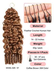 Boho Braids Miracle Knots Crochet Human Hair 100% Remy Burmese Curl Feather Line Crochet Hair Braids Salon Silky Seamless Invisible Solid Color 30# Feather Crochet Human Hair Braiding For Women Micro Pre Looped Burmese Curly Extensions - S30# - View 2