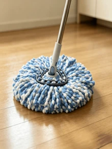 2/4Pcs Mini Spin Mop Replacement Heads, Reusable Washable Deep Clean Mop Refill Pads, Cleaning Supplies For Kitchen Bathroom Floor Washing - Blue and White - View 2