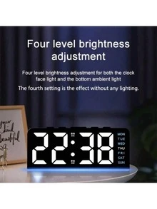 1個 LED 現代多功能數位鬧鐘，附氛圍燈、可調亮度、日期顯示、USB 供電、雙鬧鈴，時尚長方形設計，適合臥室鬧鐘（不含電池，僅電池記憶功能） - 多色 - 查看 9