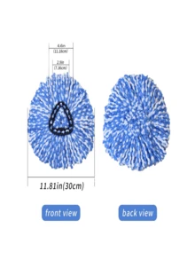 2/4Pcs Mini Spin Mop Replacement Heads, Reusable Washable Deep Clean Mop Refill Pads, Cleaning Supplies For Kitchen Bathroom Floor Washing - Blue and White - View 3