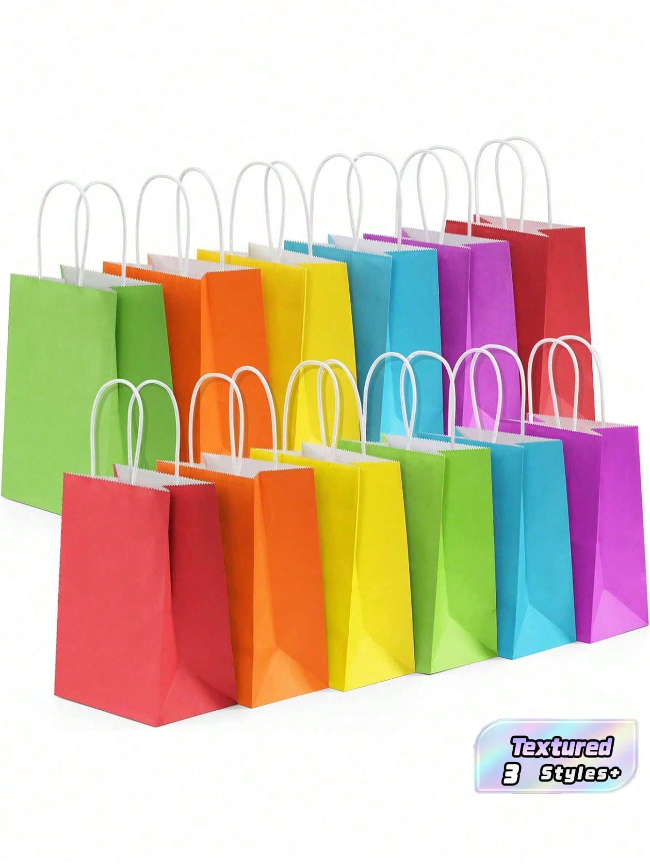 1/6/12/Pcs Fresh Macaron White Kraft Paper Bags, Minimalist Solid Color Textured Tote Bags, Multipurpose Gift Wrapping & Storage Bags For Daily Use - Multicolor - View 1