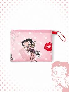 Betty Boop | ROMWE Large Capacity Foldable Tote Bag With Coin Pouch, Portable Shopping Bag - Light pink. - View 5