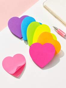 Heart Sticky Notes, Colorful Fluorescent Self-Adhesive Memo Pads Love Shape Notepads Random Color - multicolor - View 4