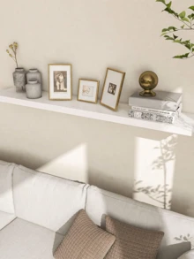 1/3 Pcs Extra Large White Sturdy Durable Wall Shelf With Strong Brackets Rustproof Easy Clean Non Slip Surface For Bedroom Living Room Kitchen Office Display Storage Rack Home Organization - White - View 4