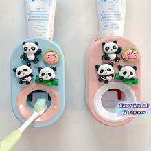 1Pc Cute Panda Automatic Toothpaste Dispenser, Wall Mount No Drill Toothpaste Squeezer, Cartoon Self Adhesive Toothpaste Holder For Bathroom Decor, Ideal Holiday Gift - various - View 1