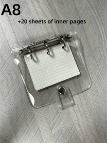 活頁筆記本封面 INS 風格極簡高級透明計畫本活頁夾殼，附可書寫替換頁，開學必備 - 無色 - 查看 10