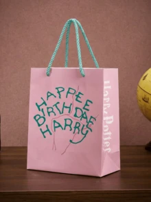 HARRY POTTER X POKOJA LAND 1 buah Tas Kado Kertas dengan Pegangan dan Motif Ajaib, Bahan Kertas, Bahan Kertas Kokoh, Kemasan Kado Liburan, Untuk Perayaan Liburan - A-merah muda - View 5