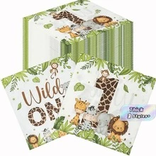 Animal Party Napkins Jungle Animals Plants Themed Birthday Napkins Kids Birthday Party Baking Wild Birthday Party Decorations - Jungle Animals - View 1
