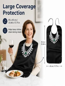 1-Pack Adult Dining Apron With Adjustable Snaps And Straps, With Crumb Collector, Reusable And Machine Washable, Suitable Bibs For Women, Elderly People To Eat, Mom Gift - Multicolor - View 10