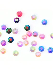 15格 3mm/4mm 樹脂 AB 啫喱彩色圓形鑽石珠混色套裝，適用手機殼、鑰匙圈、錢包 DIY 裝飾手工珠寶製作配件 - 裸色鑽 - 查看 3