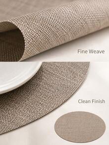 Haus Hana 1pc 45x30cm Oval PVC Woven Placemat, European-Style Faux Linen Textured Dining Table Mat With Thickened Non-Slip Design, Modern Table Setting Decor For Kitchen, Restaurant, Hotel, Dinner Party, Holiday Gathering And Daily Meals - Multicolor - View 7