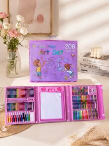 150/168/208 Pcs Art Set | Watercolor Pens, Crayons & Brushes With Drawing Board | Student Painting Learning Tool | Festival Gift (Random Packaging). - multicolor - View 2