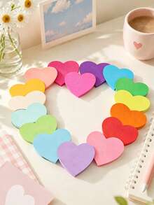 Heart Sticky Notes, Colorful Fluorescent Self-Adhesive Memo Pads Love Shape Notepads Random Color - multicolor - View 5