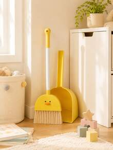 Zazumi 1pc Duck Face Shape Mini Broom And Dustpan Set With Smooth Yellow Matte Finish For Nordic Style Home Spaces Bedroom Corners Kitchen Areas And Cream Style Interior Organization Creating A Fresh Aesthetic Cleaning Atmosphere - default - View 5