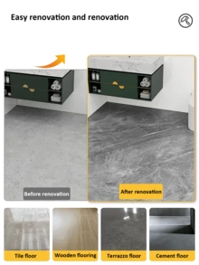 New Waterproof Bathroom Floor Stickers - Self-Adhesive Non-Slip Vinyl Floor Tiles (30 Sec DIY Upgrade! Mold & Scratch Resistant) 15.7 In X 196.8 In, Ultra-Thin - multicolor - View 3
