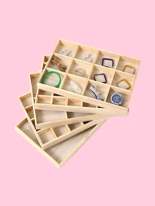 1件 20x15cm 木製珠寶收納盤，適用戒指、耳環、項鍊、手鍊、手錶展示盤，鄉村風桌面收納托盤，適合居家梳妝台、梳妝台禮物 - 木托盤 - 查看 2