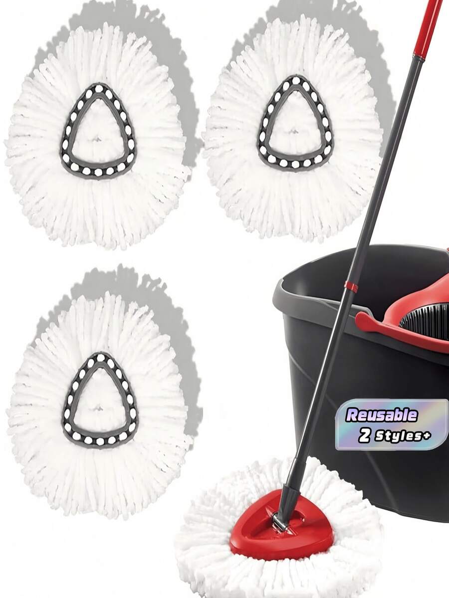 3 Buah Kepala Pel Putar Mikrofiber Daya Serap Tinggi Dapat Digunakan Kembali Kompatibel dengan O Cedar EasyWring untuk Lantai Kayu Keras, Keramik, Dapur, Kamar Mandi, dan Aksesoris Pembersih Lainnya - MultiWarna - View 1