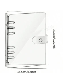1 Set A5 A7 Transparent PVC 6 Ring Binder Cover With Snap Button Closure Waterproof Soft Durable For DIY Journal Scrapbook Notebook Office School Student Gift - transparent - View 2