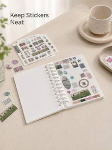Haus Hana 1pc Polka Dot Ring-Bound Sticker Storage Book, PVC Cover Release Paper Album, Compact Reusable Sticker Collector Organizer For Scrapbooking Supplies, DIY Crafts, Planner Stickers, Desk, Travel And Stationery Gift - multicolor - View 8