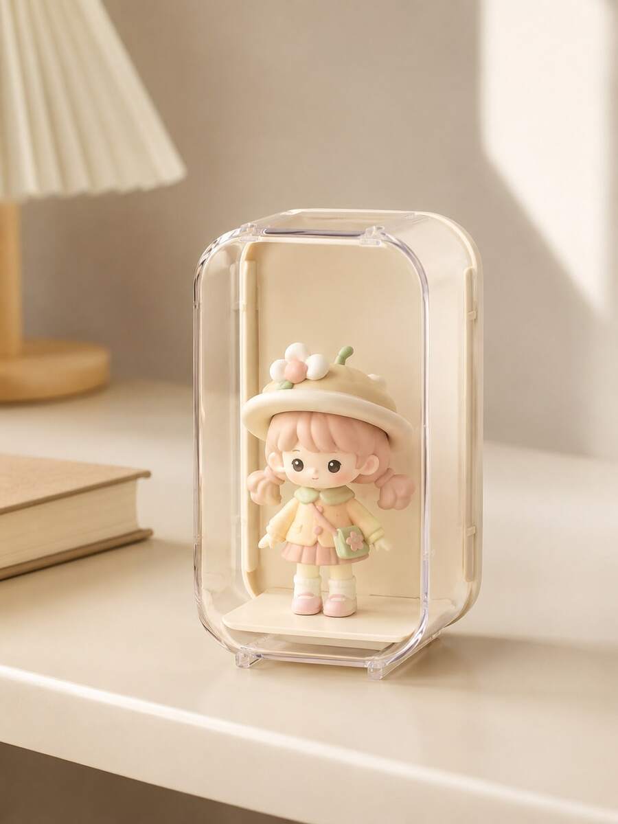 Zazumi 6pcs Transparent Acrylic Figure Display Box With Rounded Rectangle Showcase Structure And Stackable Desktop Organizer Design For Collectible Display Storage Featuring Clear Visibility Space Saving Arrangement And Minimalist Style - default - View 1