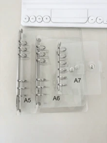 1 Set A5 A7 Transparent PVC 6 Ring Binder Cover With Snap Button Closure Waterproof Soft Durable For DIY Journal Scrapbook Notebook Office School Student Gift - transparent - View 3