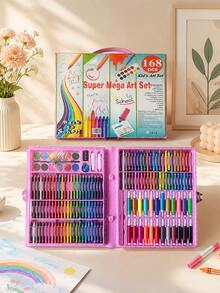 150/168/208 Pcs Art Set | Watercolor Pens, Crayons & Brushes With Drawing Board | Student Painting Learning Tool | Festival Gift (Random Packaging). - multicolor - View 10